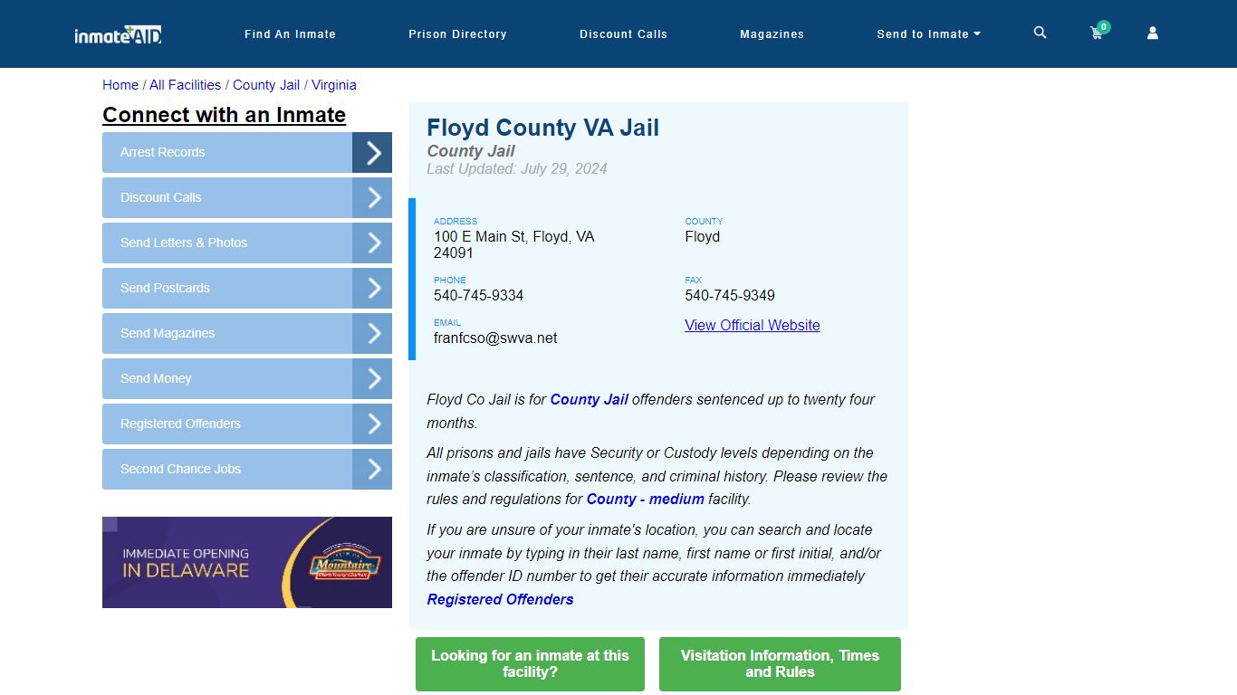 Floyd County VA Jail - Inmate Locator